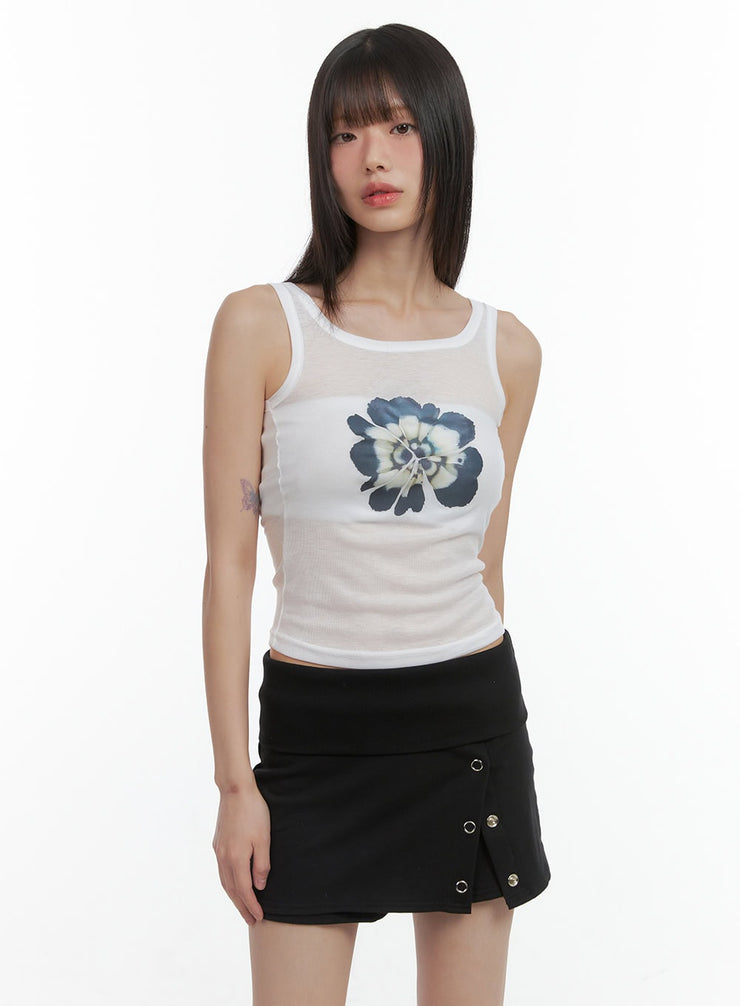 floral-slim-camisole-co410 / Light beige