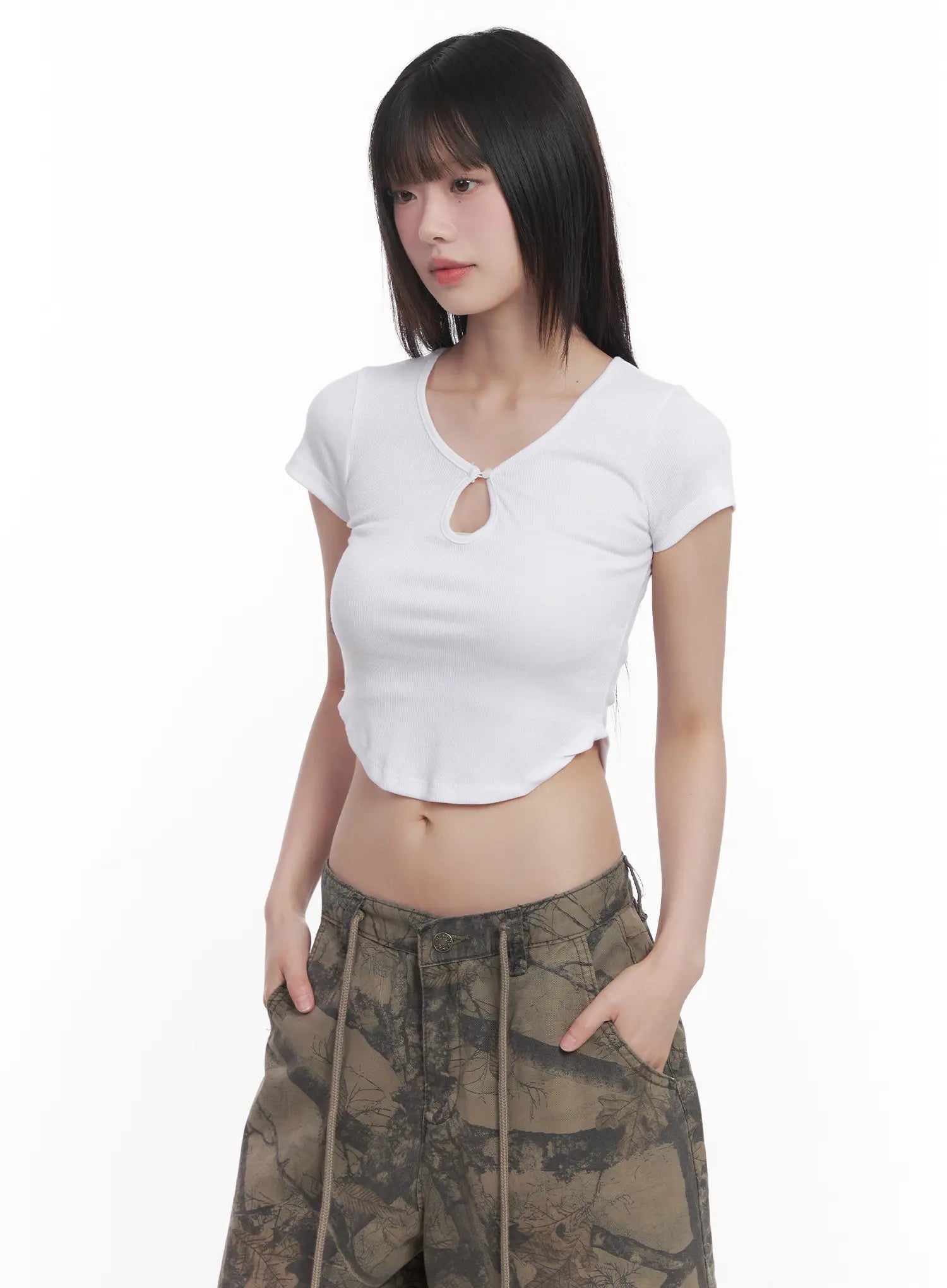 cut-out-crop-tee-cu520 / White