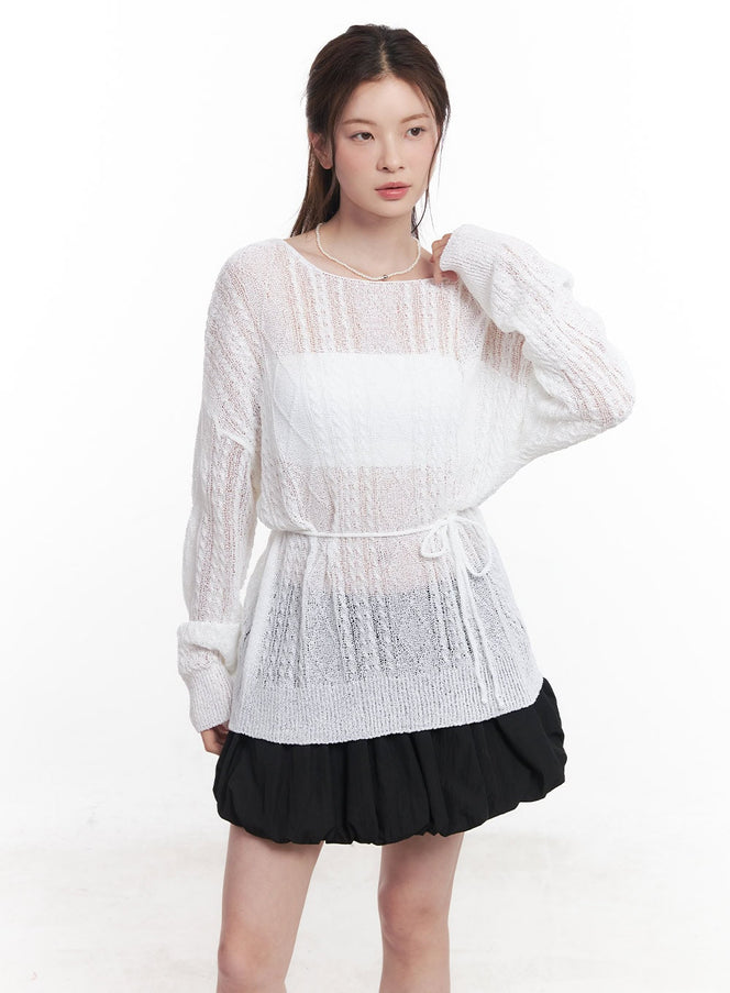sheer-oversized-sweater-cy519 / Light beige