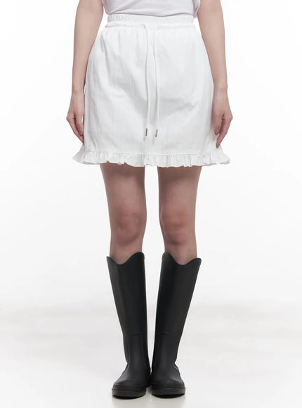 frill-trim-mini-skirt-cu523 / Light beige