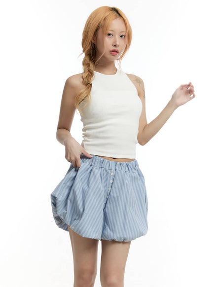 slim-fit-ribbed-cropped-tank-top-cy505 / Light beige