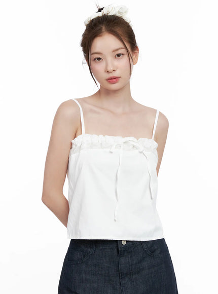 ruffle-trim-cami-cl523 / Light beige