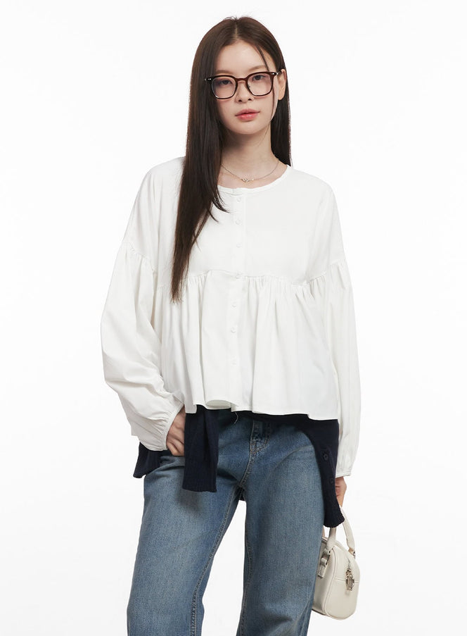 Loose-Fit Buttoned Blouse CM512