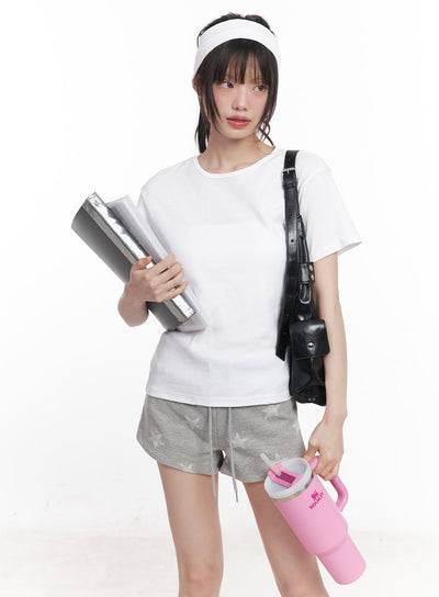 comfy-round-neck-basic-t-shirt-cy521 / Light beige