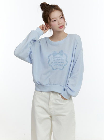 embroidered-graphic-cropped-crewneck-cf503 / Light blue