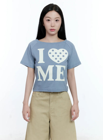 casual-i-love-me-graphic-tee-cg501 / Light blue