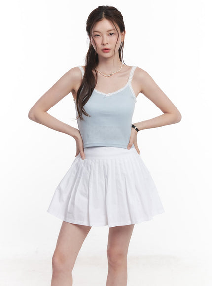 ribbon-lace-trim-cami-top-cy519 / Light blue