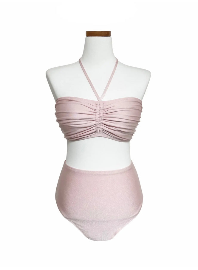 sweet-shimmer-ruched-bikini-set-iy514 / Pink