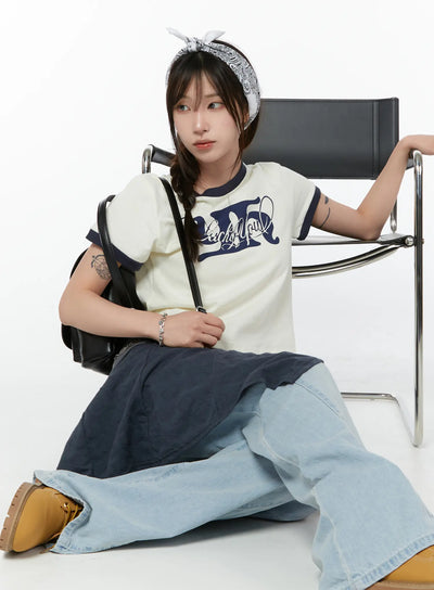 vintage-print-t-shirt-cy515 / Light yellow