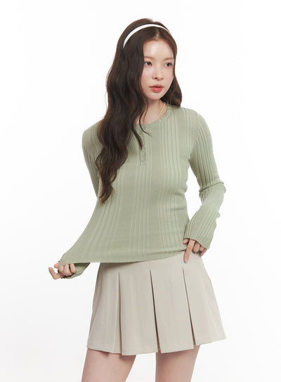 ribbed-slim-fit-round-neck-sweater-ca502 / Mint