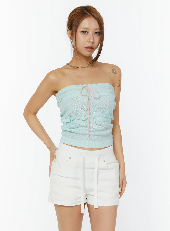 pastel-knit-strapless-top-cy520 / Mint