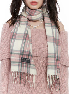 casual-checkered-scarf-cn510 / Pink