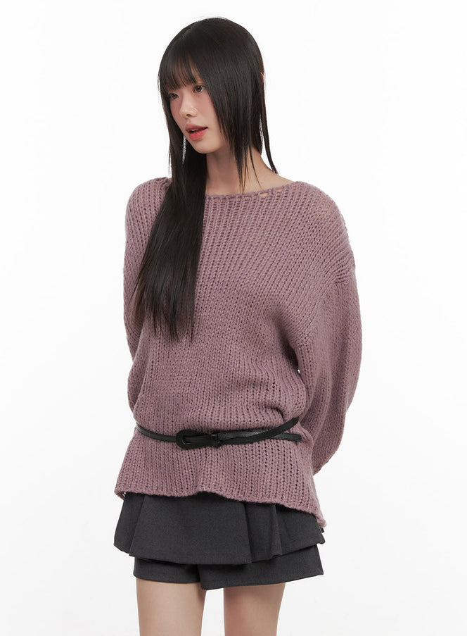 Classic Long-Sleeve Knit with Belt Set CJ501