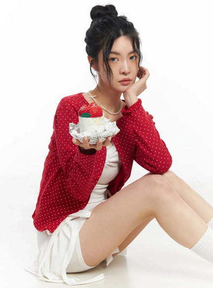 polka-dot-cardigan-cj522 / Red