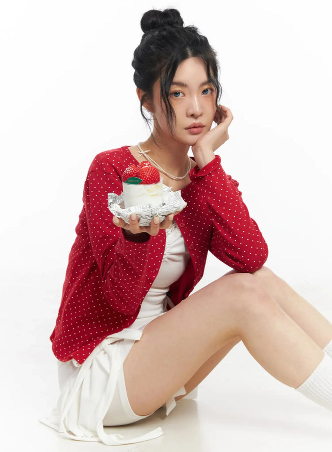 polka-dot-cardigan-cj522 / Red