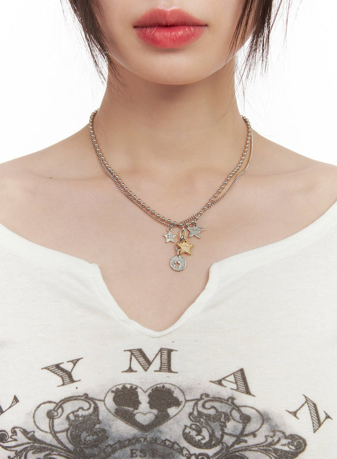 Three-Star Two-Row Necklace CJ502