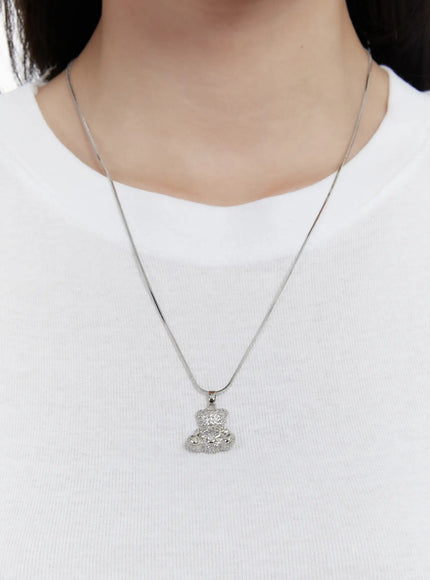 sparkling-bear-necklace-f502 / Silver
