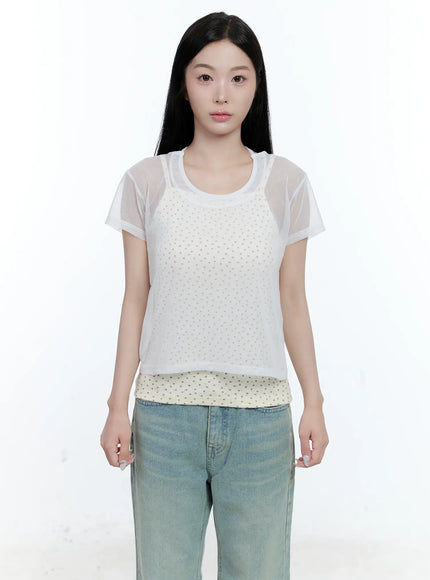 sheer-tie-strap-tee-cg501 / White