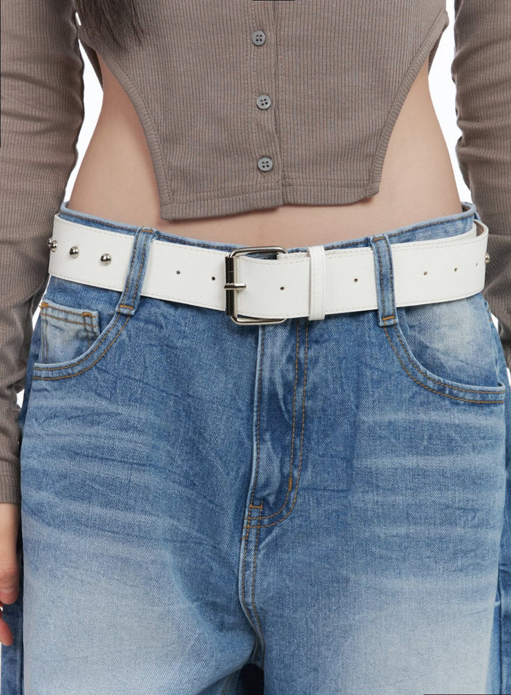 Studded Faux-Leather Belt CJ524