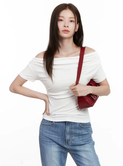 chic-off-shoulder-short-sleeve-top-cl524 / White