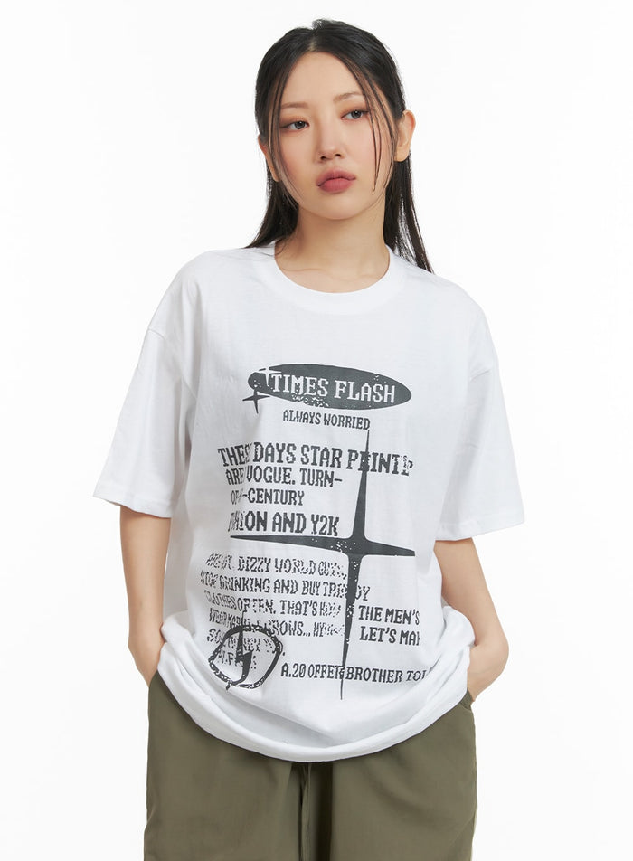 graphic-lettering-oversized-tee-cm419 / White
