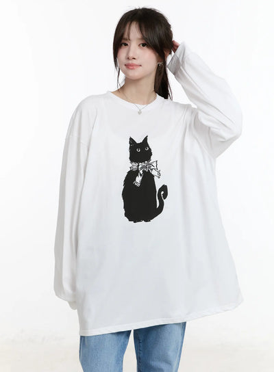 oversized-graphic-long-sleeve-tee-cm505 / White