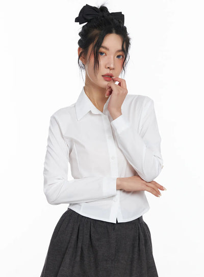 cropped-long-sleeve-shirt-cj522 / White