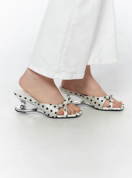 polka-dot-ribbon-heeled-mules-cy527 / White