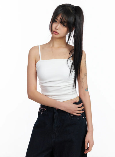 shirred-basic-tank-top-cf504 / White