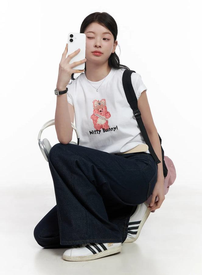 graphic-print-cropped-t-shirt-ca509 / White