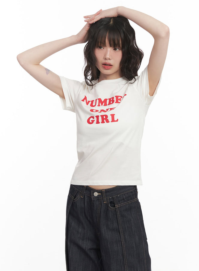 Red Graphic Crop Tee CM519