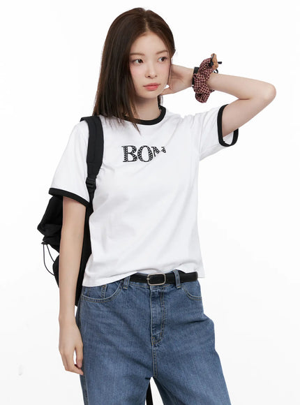 casual-contrast-graphic-tee-cl524 / White