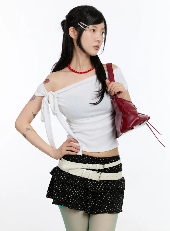two-way-tie-shirring-top-ca508 / White