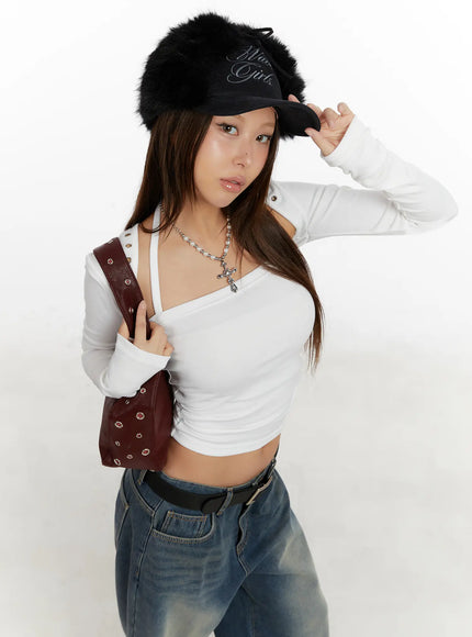 halter-neck-eylet-bolero-top-set-cd515 / White