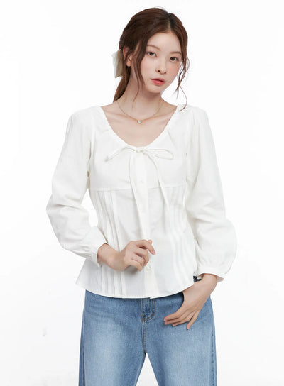 chic-two-way-ribbon-blouse-cg521 / White