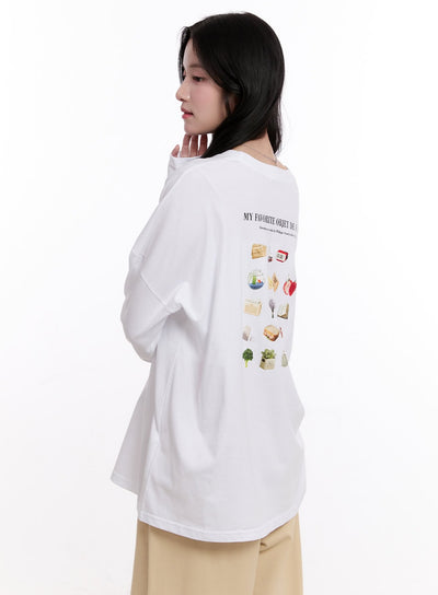 graphic-oversize-long-sleeve-t-shirt-cm527 / White