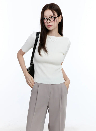 boat-neck-short-sleeve-sweater-cu513 / White