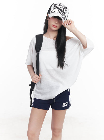 sheer-loose-fit-off-shoulder-top-cy527 / White