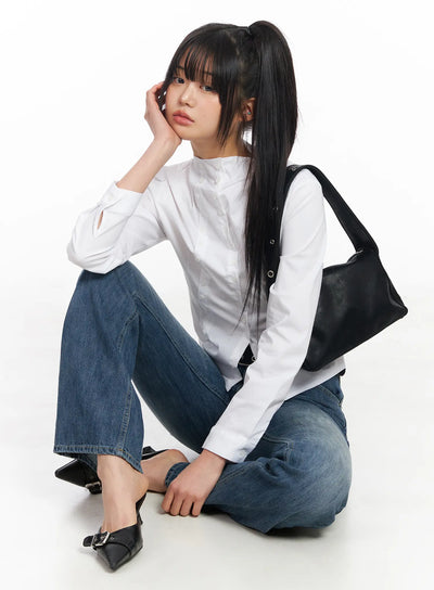 double-button-up-blouse-cf504 / White