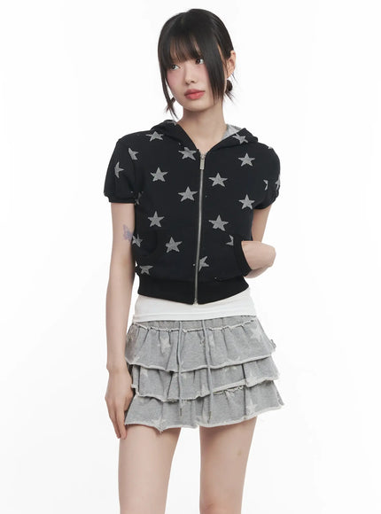 star-print-short-sleeve-hoodie-cu518