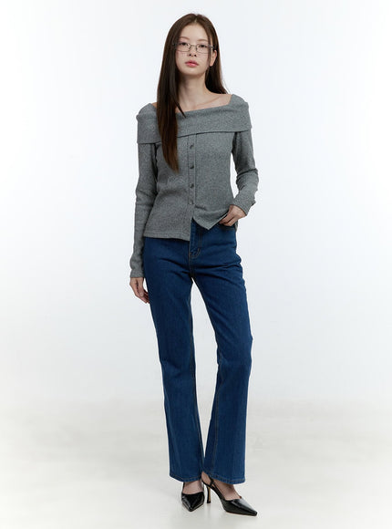 Cozy Buttoned Ribbed Sweater CF504