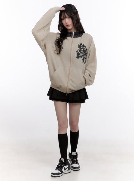 Zip-Up Graphic Sweatshirt with Hood CF512