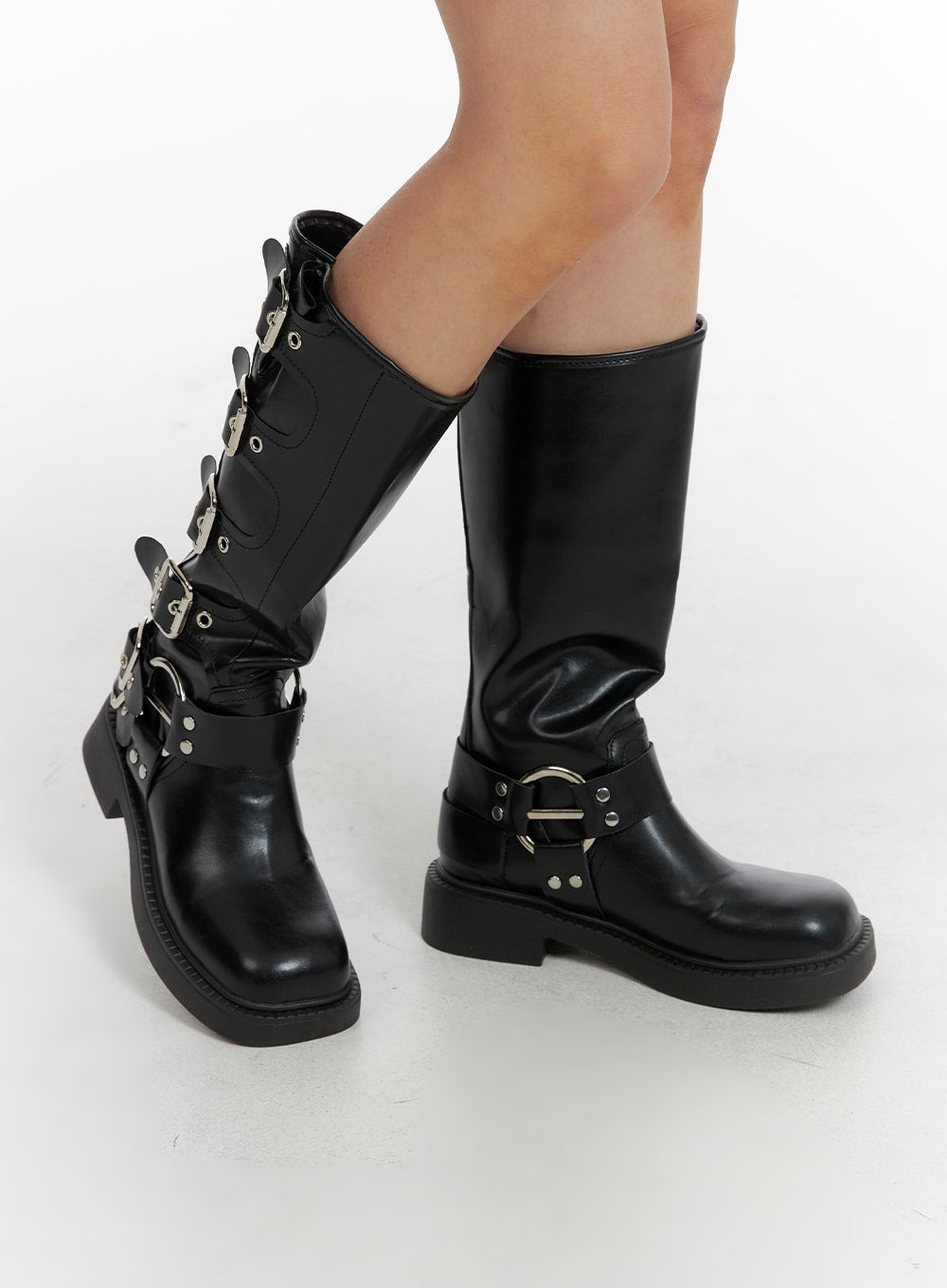 buckle-faux-leather-boots-cf428