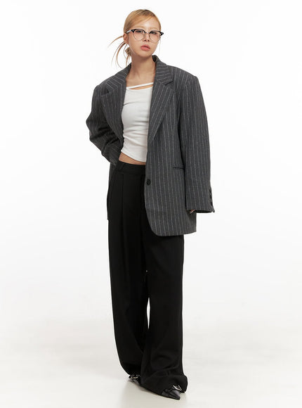 Wool-Blend Striped Oversized Blazer CJ508