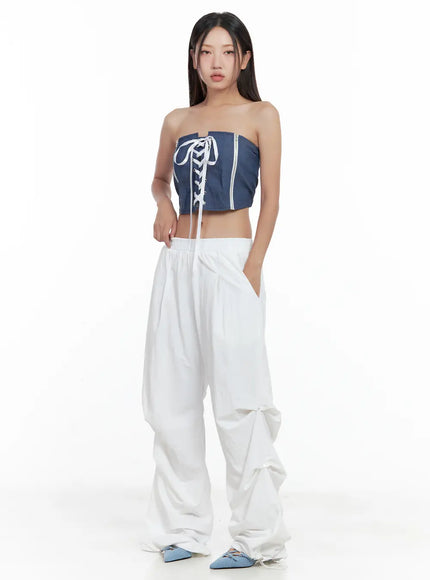 denim-lace-up-corset-tube-top-cl508