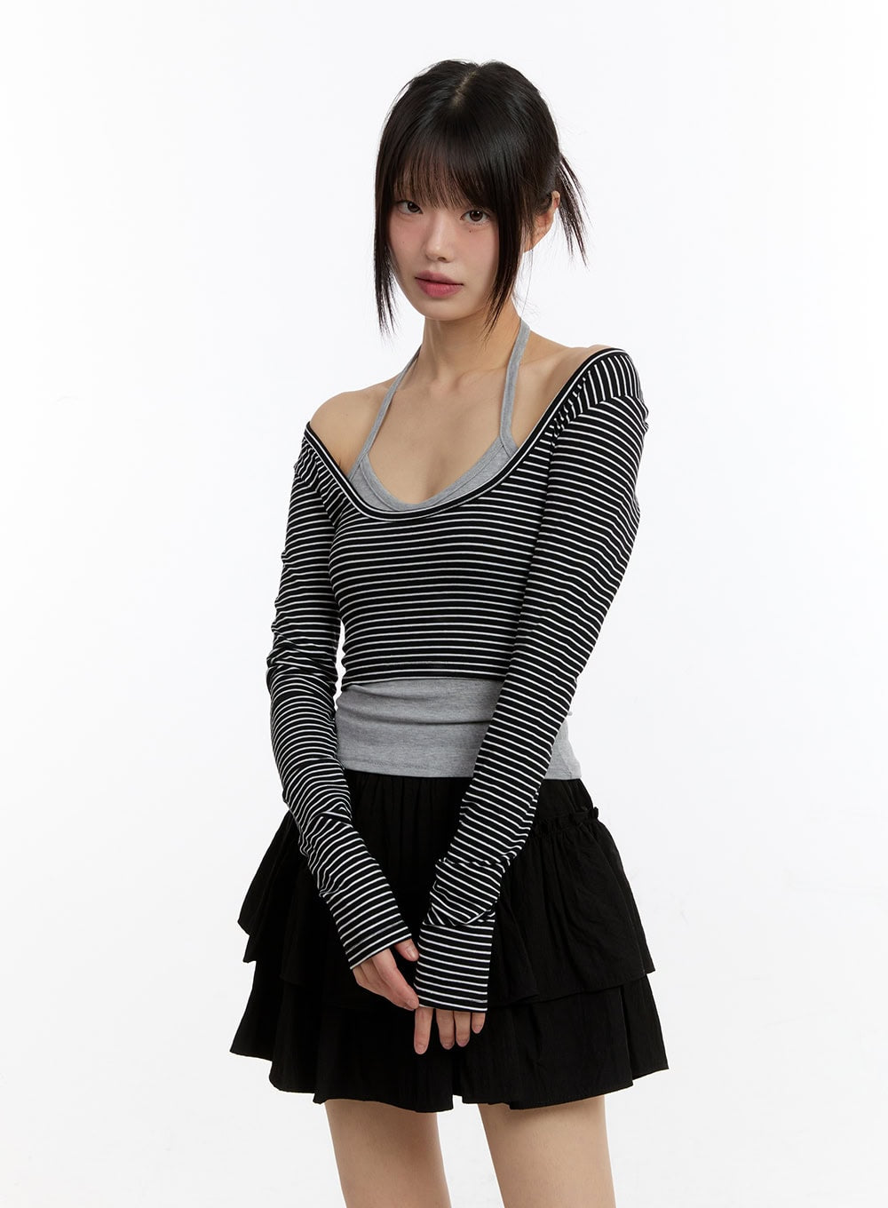 stripe-long-sleeve-crop-top-with-tank-top-ca508