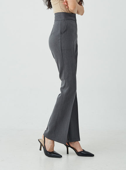 High Waist Boot Cut Slack Pants IU26