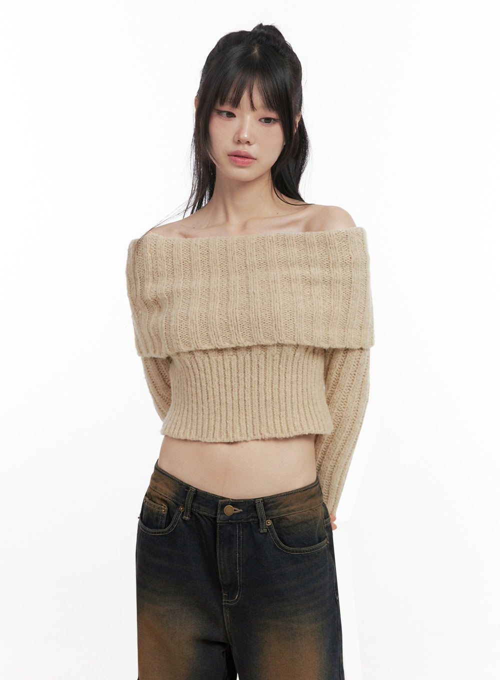 slim-fit-off-shoulder-sweater-id402