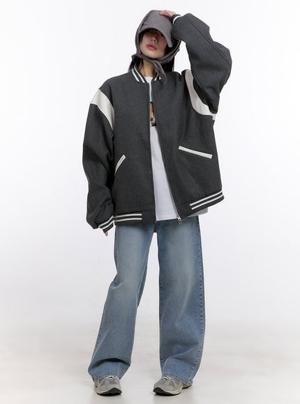 Oversized Wool-Blend Varsity Jacket CF512