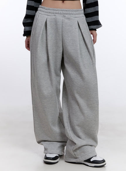 Cozy Pintuck Wide-Leg Sweatpants CJ509